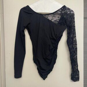 Natalie Dancewear Long-Sleeved Black Lace Leotard